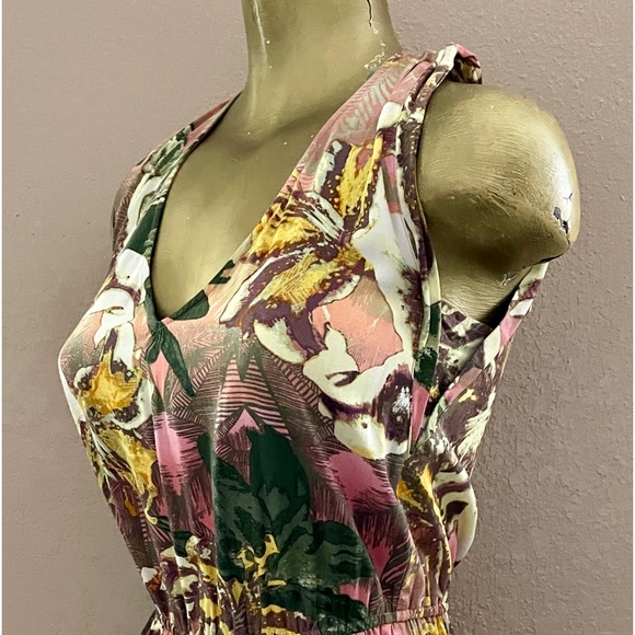 Tropical FLORAL Shorts ROMPER Retro Pinup Playsuit Size Small - Picture 4 of 9